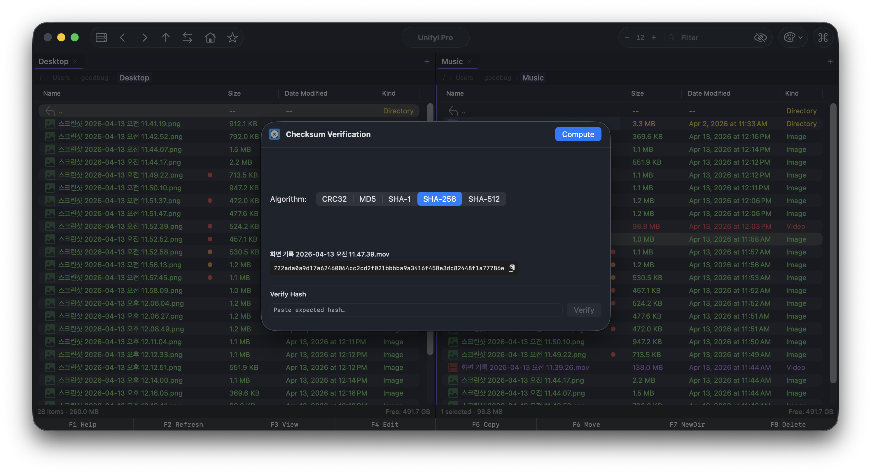 Checksum verification