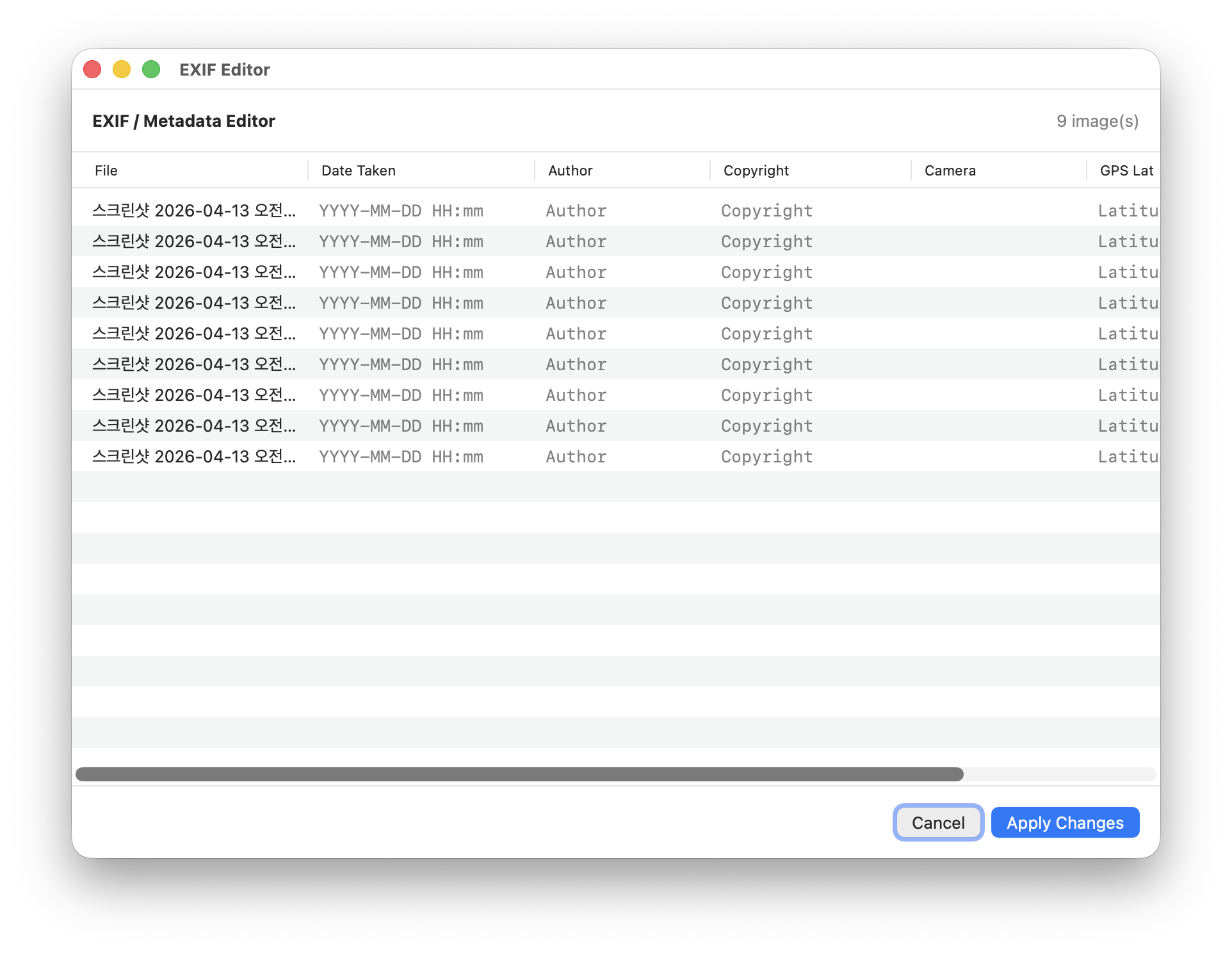 EXIF metadata editor