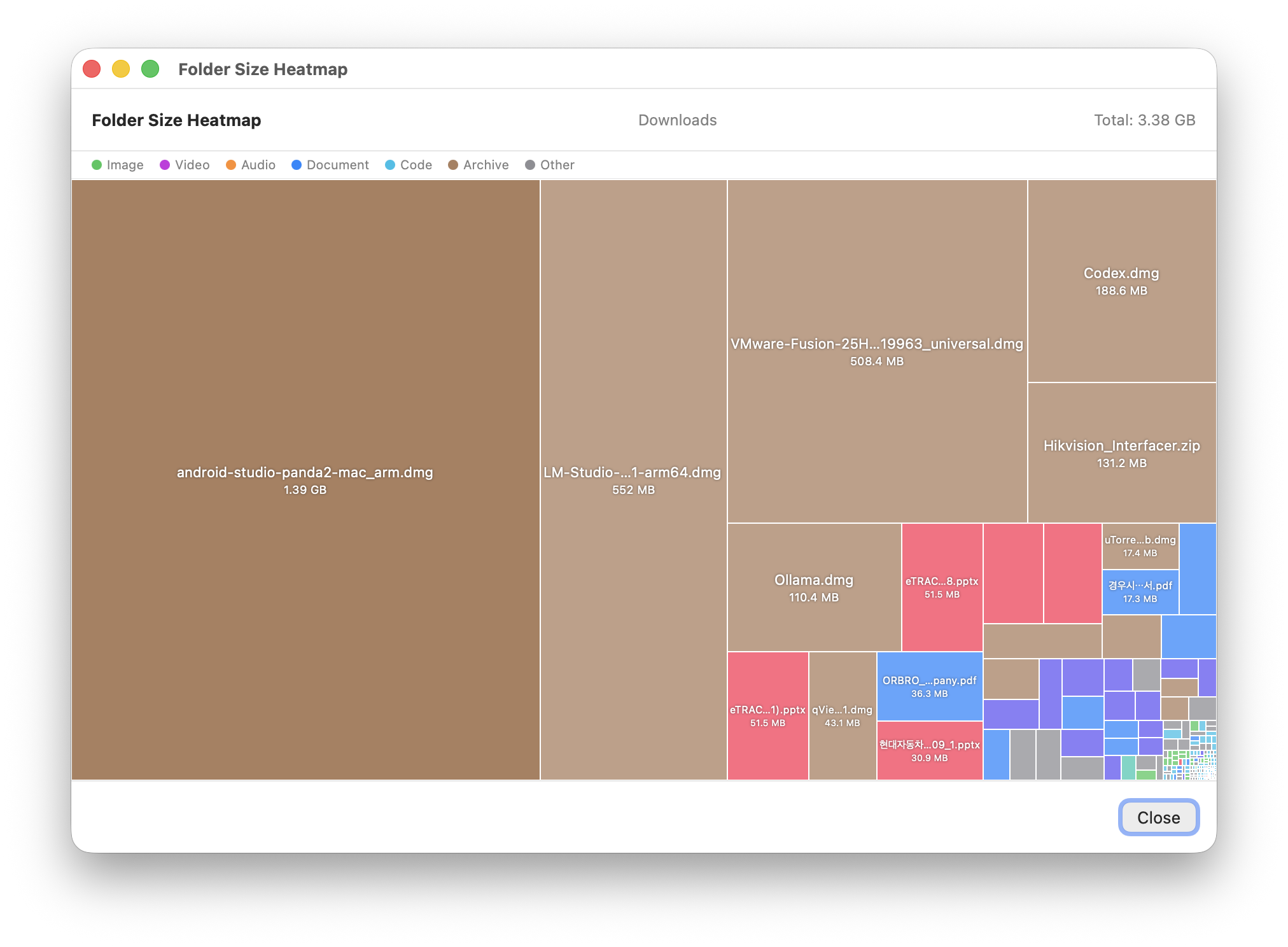 Folder size heatmap