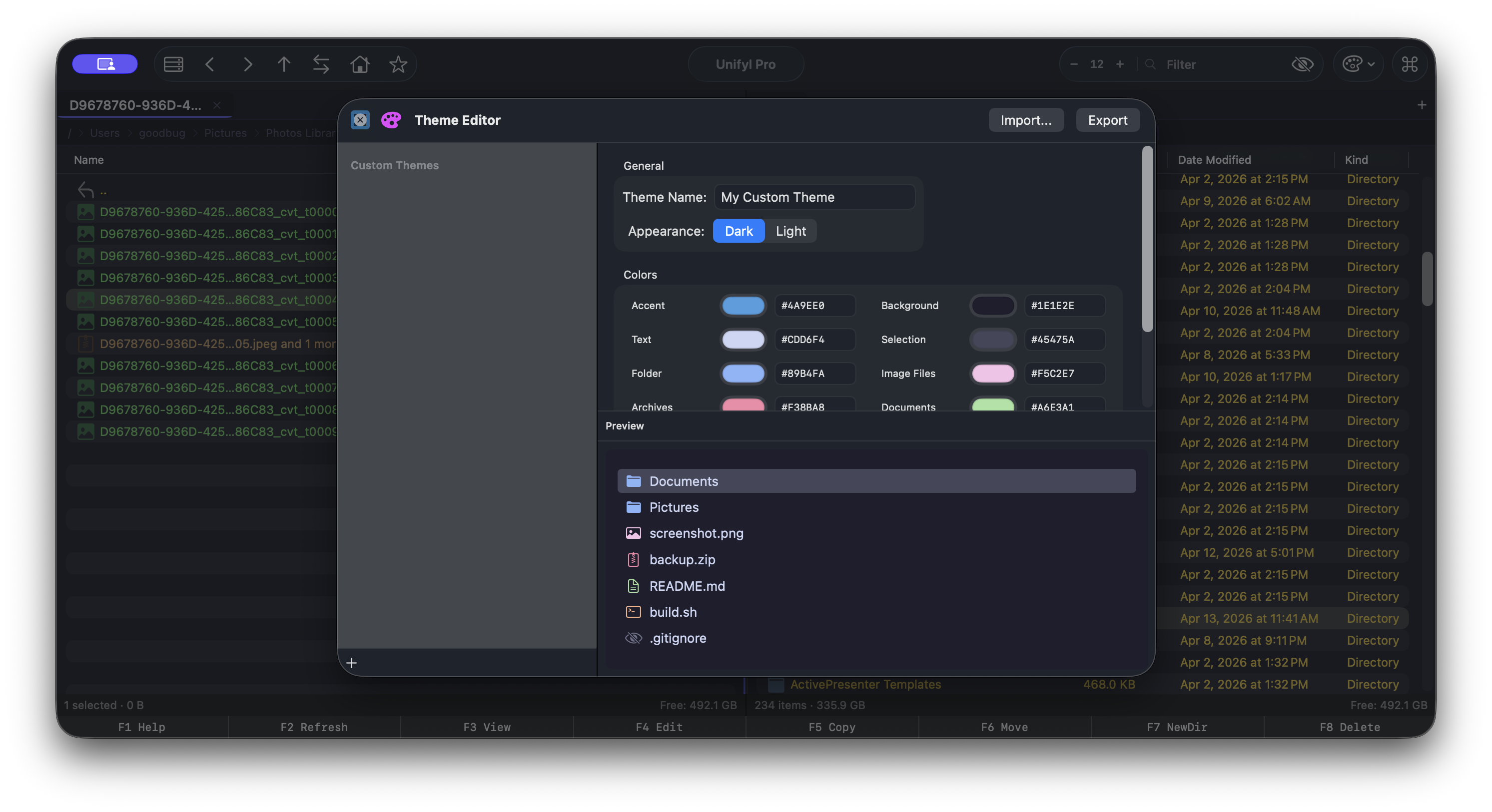 Theme editor with live preview